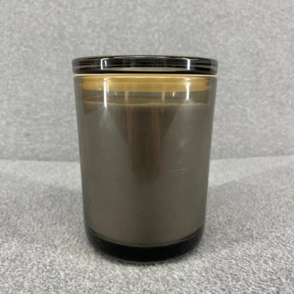 DW Home Vanilla Coffee Scented Candle 15.7 oz Brown Smoked Glass 2-Wick Jar New